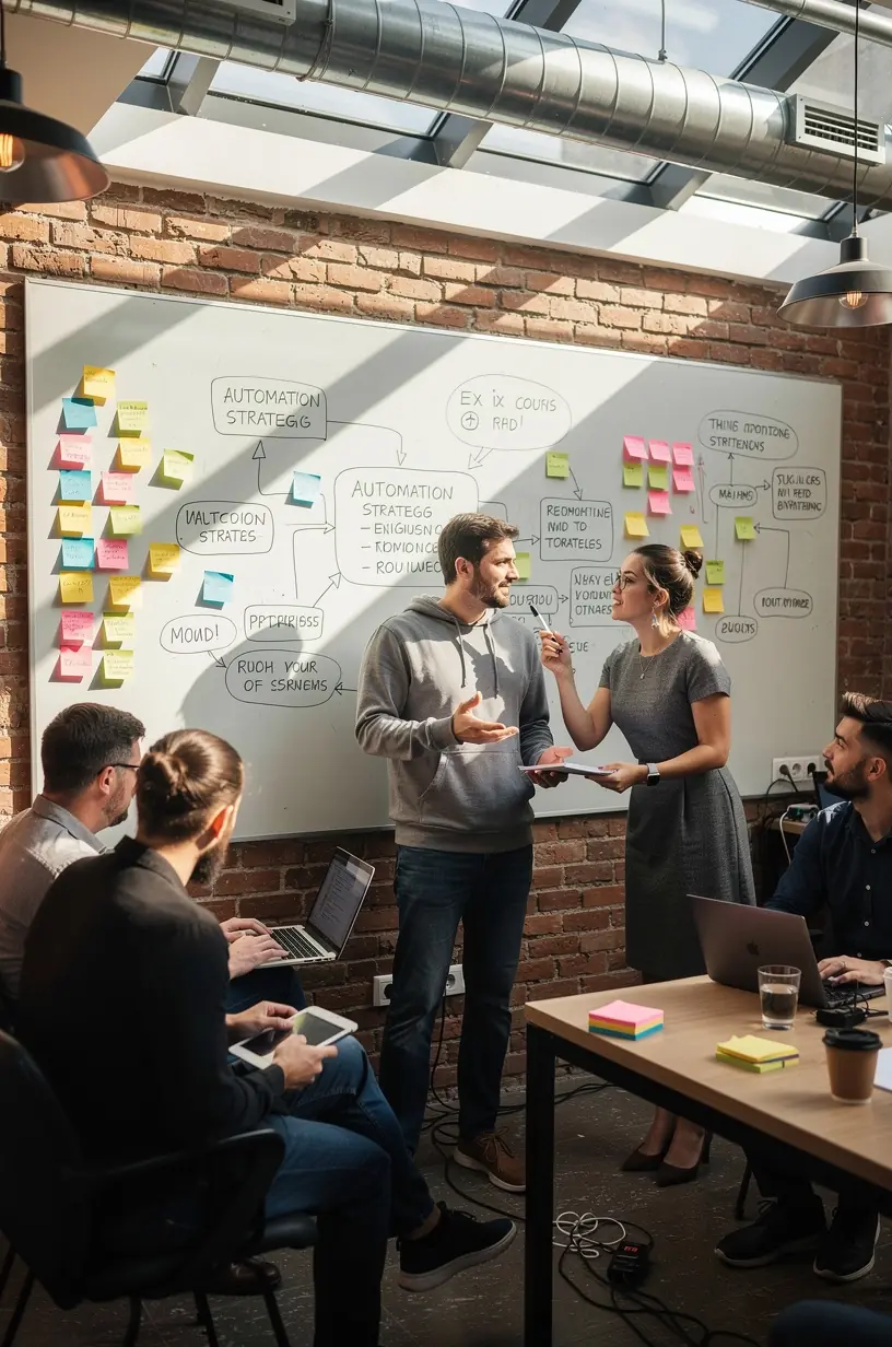 Ilustrație cu un robot software care preia sarcini de procesare pentru a reduce efortul uman